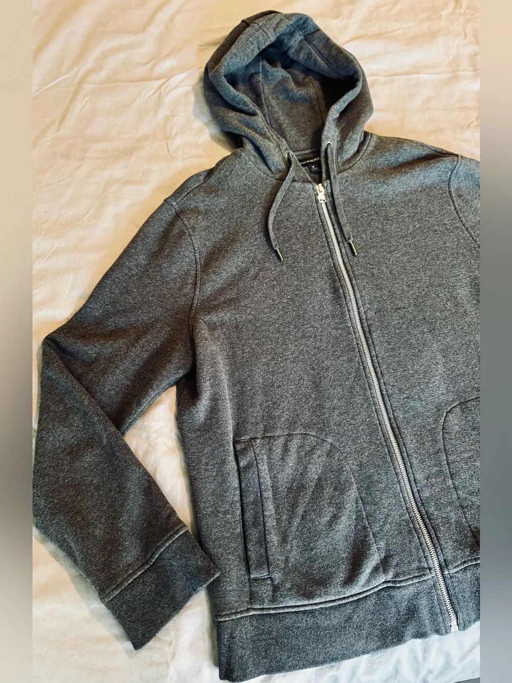 BANANA REPUBLIC Grey Zip Hoodie Sweatshirt w Pockets Jacket Full Zipper Sweater